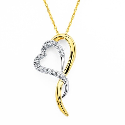 14K Two-Tone 1/10ctw Diamond Heart Pendant