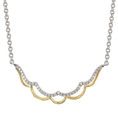 14K WG & YG 1/8ctw Diamond Necklace