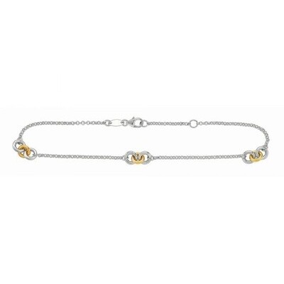 14K YS &amp; SS Stationed Circles Anklet