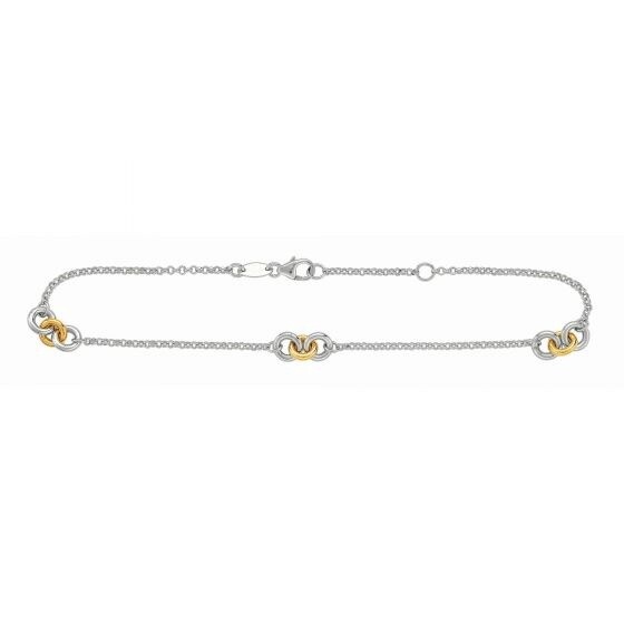 14K YS & SS Stationed Circles Anklet