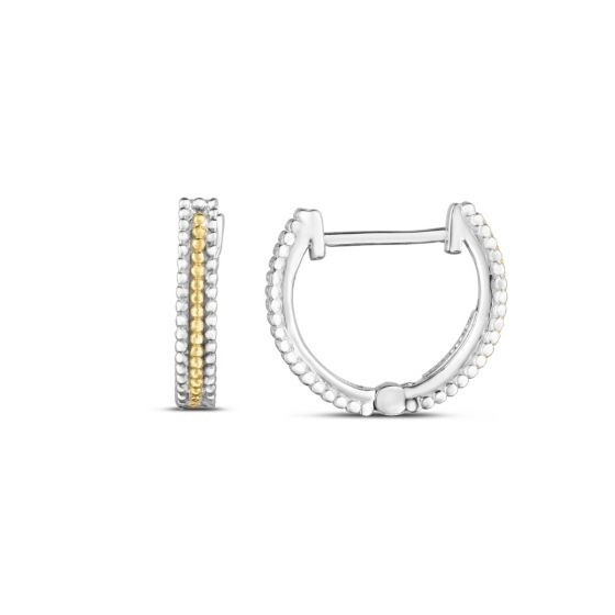 SS & 18K YG Popcorn Huggie Earrings