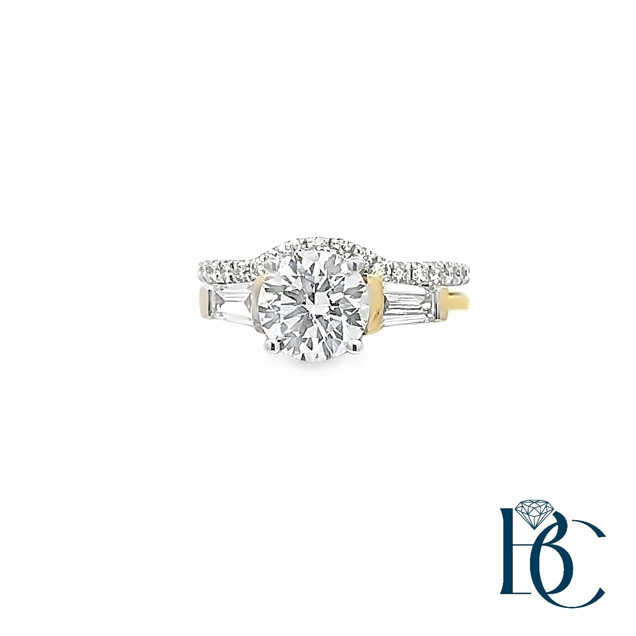 14K YG 2.15ctw Lab Diamond Bridal Set