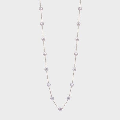 14k 6.5-7mm Akoya Pearl Station Necklace 18"