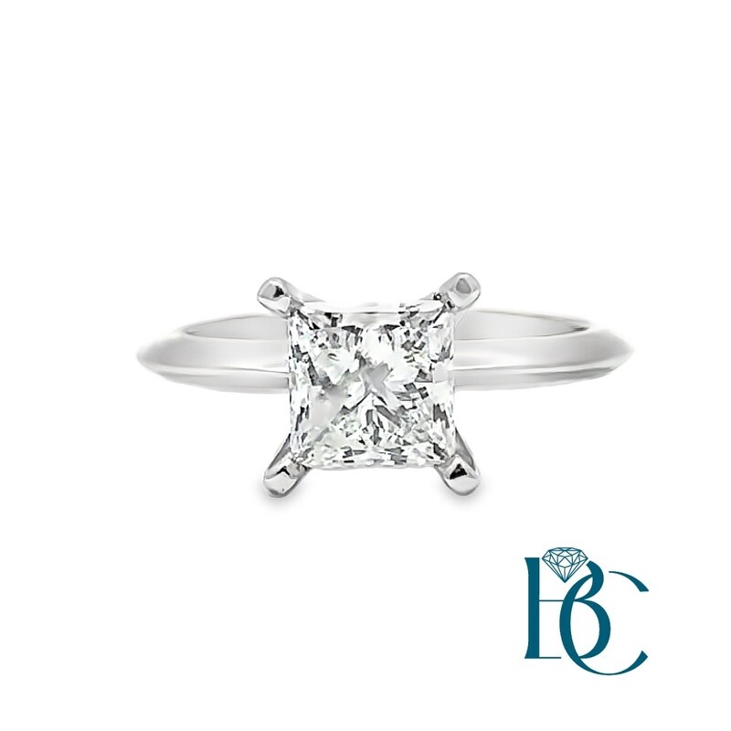 Princess Cut 6mm (1.50ct) Cubic Zirconia Engagement Ring - 10k White Gold With Side Stones, Size 6 - View #8