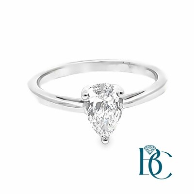 14K WG Solitaire 0.50ct Pear Lab Diamond Ring