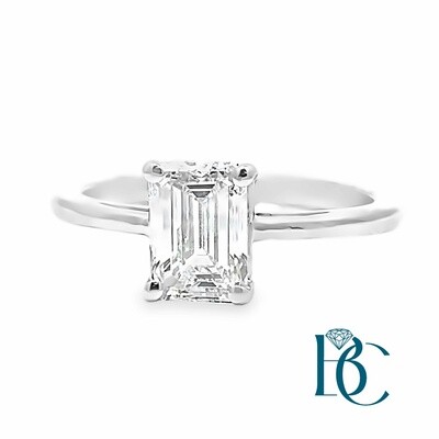 14k WG 1.00ct Emerald Cut Lab Diamond Solitaire Ring
