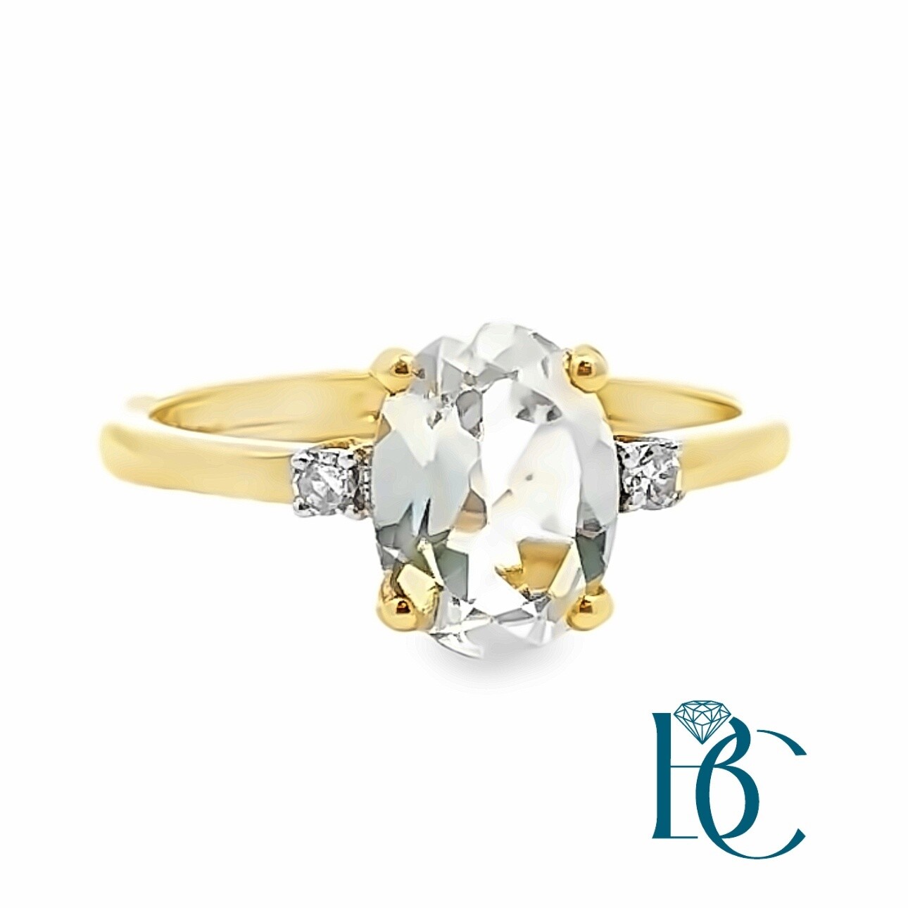 14K YG Aquamarine with 0.05ctw Diamonds
