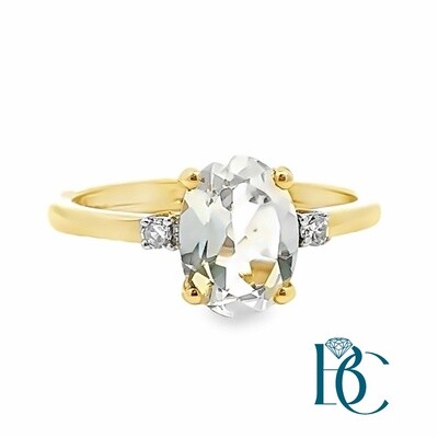 14K YG Aquamarine with 0.05ctw Diamonds