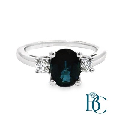 14K Sapphire & .20ctw Diamond Sz 7