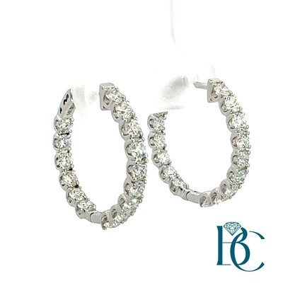 14K WG Lab Diamond Hoop Earrings