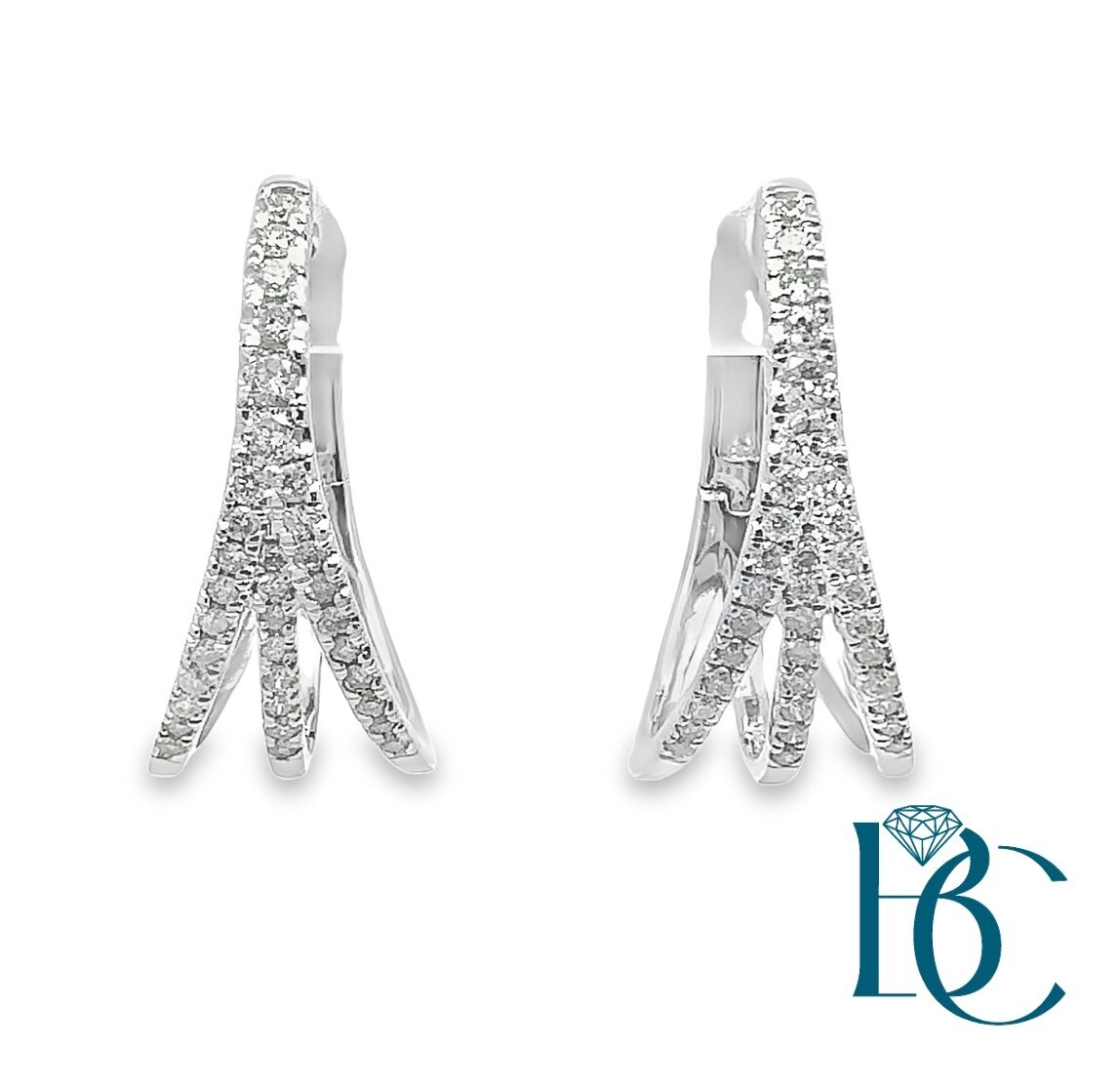 10K WG 0.50cttw Diamond Hoop Earrings