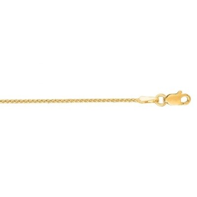 14K YG 1.2mm Round Wheat Chain with Lobster Clasp