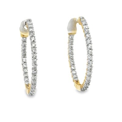 14K YG 1.00ct Diamond Inside Out Hoop Earrings