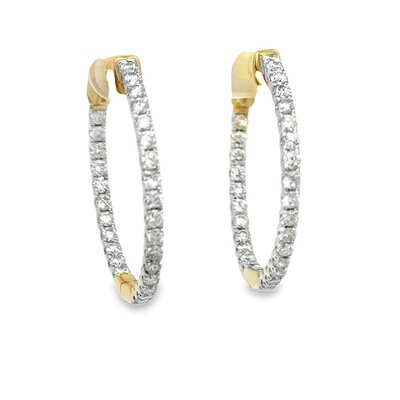 14K YG 1.91ct Diamond Inside-Out Hoop Earrings