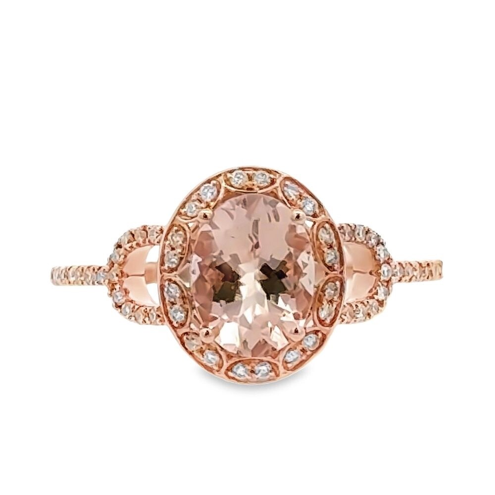 10K RG 0.18cttw Diamond &amp; 1.00ct Morganite Ring