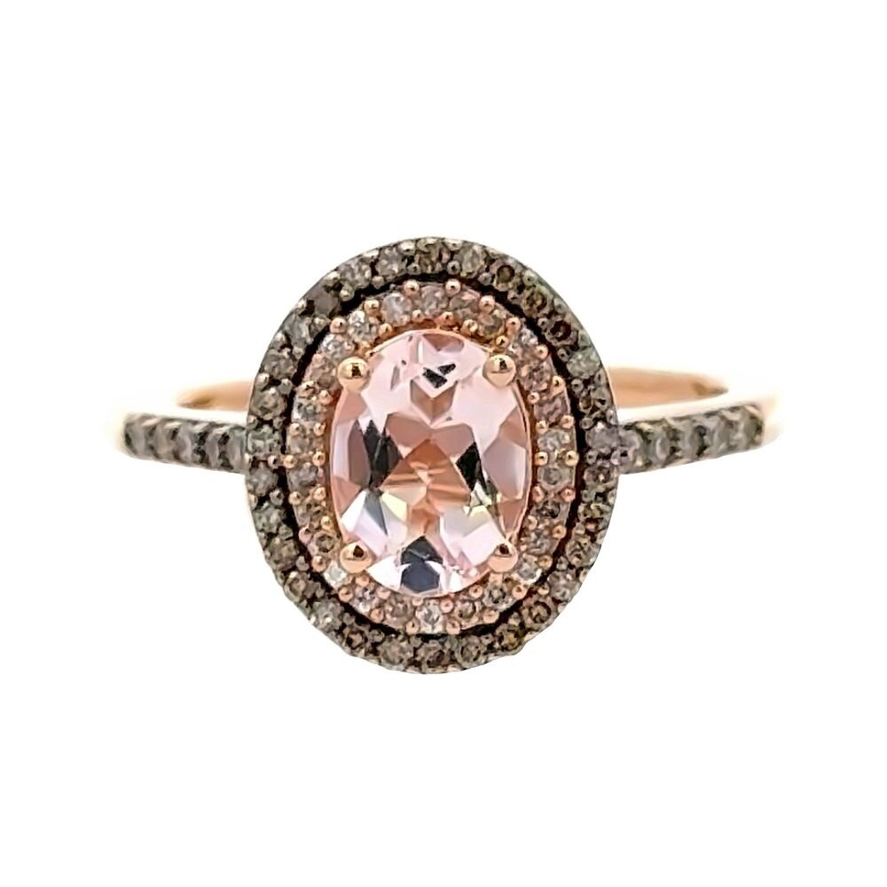 14K RG 0.35cttw Diamond & 1.15ct Morganite Ring