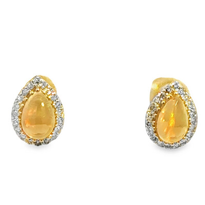 14k YG Opal .20cttw Diamond Earrings