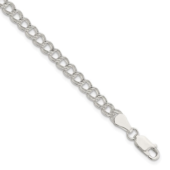 SS 5mm Double Link Charm Bracelet 6"
