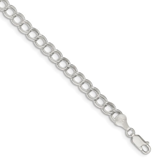 SS 6mm Double Link Charm Bracelet