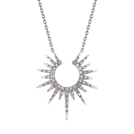 SS 0.06ctw Diamond Sunshine Pendant 8" Chain