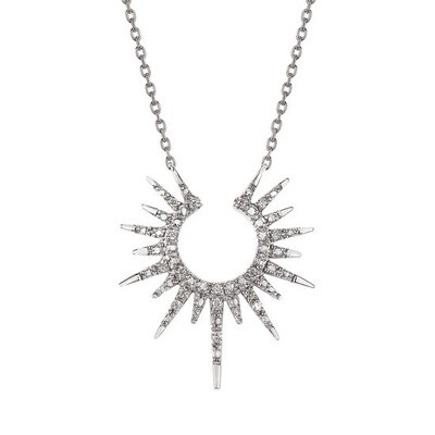 SS 0.06ctw Diamond Sunshine Pendant 8" Chain
