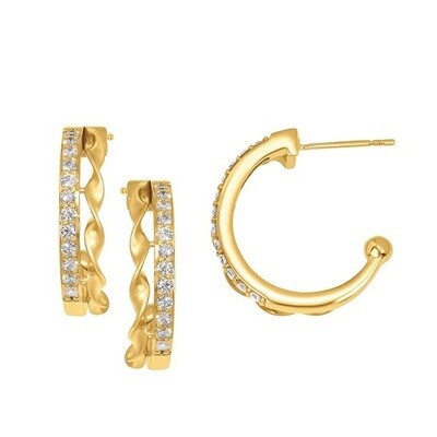 10K YG 0.50ctw Diamond Hoop Earrings