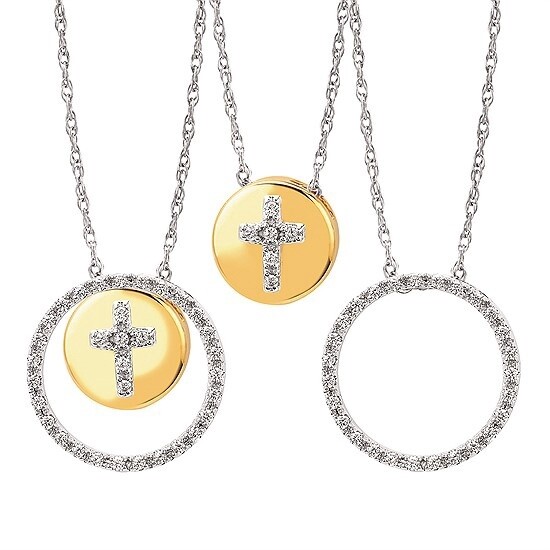 10K WYG Cross Enhancer Necklace 18"