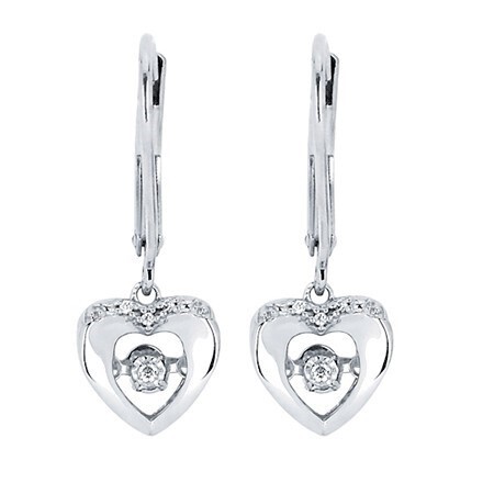 SS 0.02ctw Shimmering Diamond Heart Earrings