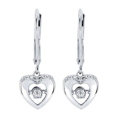 SS 0.02ctw Shimmering Diamond Heart Earrings