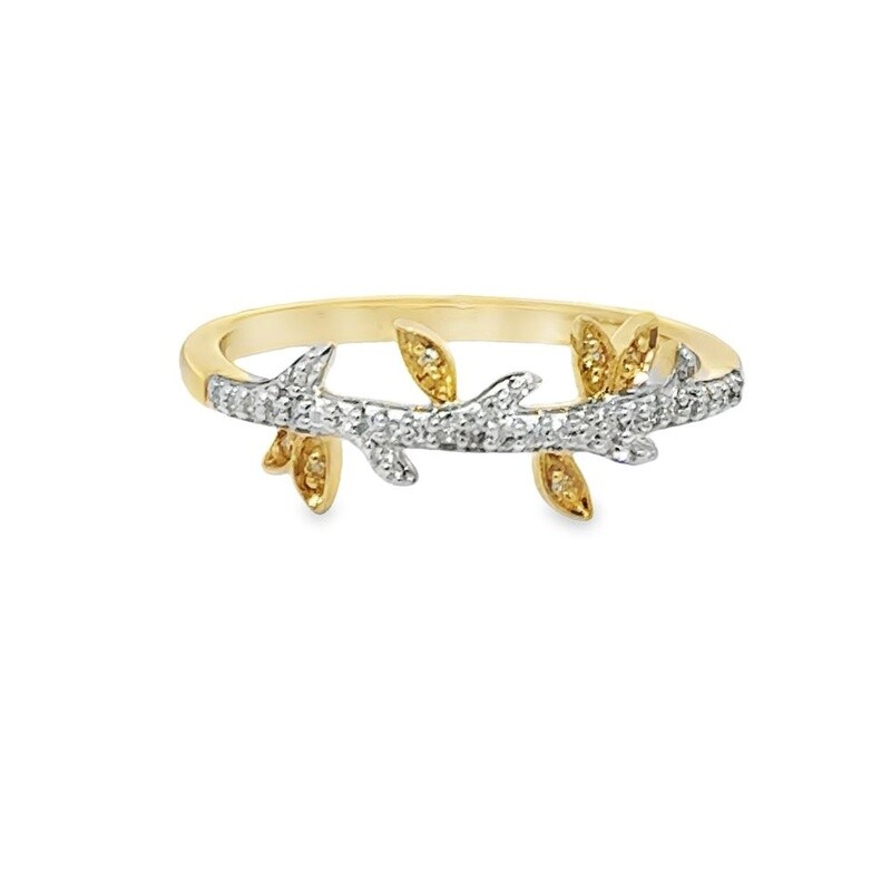 10k YG 0.10ctw Diamond Leaf Anniversary Band