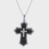 10k WG 0.62ctw Diamond Cross Necklace 18"