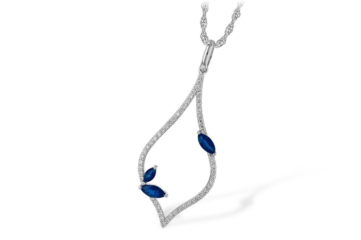 14k WG 0.36ctw Sapphire 0.20ctw Diamond Necklace 18"