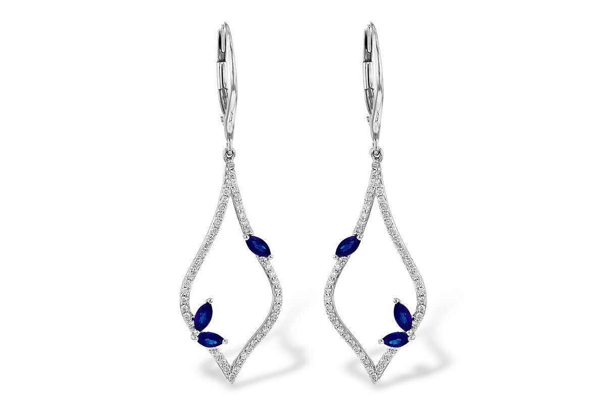 14k WG 0.60ctw Sapphire 0.35ctw Diamond Earrings