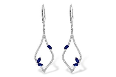 14k WG 0.60ctw Sapphire 0.35ctw Diamond Earrings