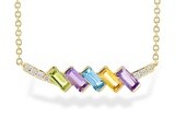 14k YG 0.53ctw Gemstone 0.05ctw Diamond Necklace 18"