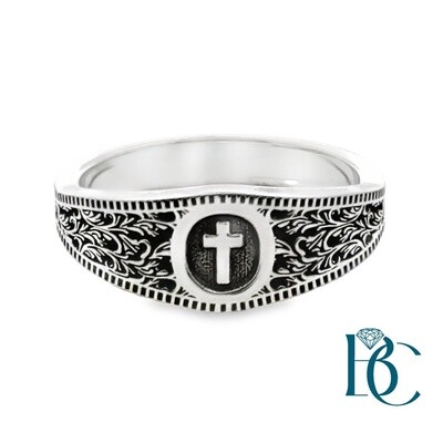 SS Filigree Cross Ring Sz 7 BCJ2000