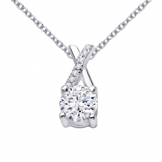 SS 1.10ctw Simulated Diamond Kiss X Necklace