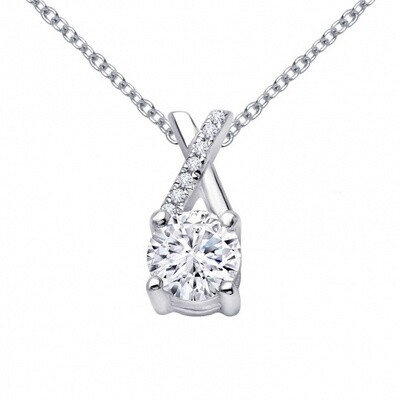 SS 1.10ctw Simulated Diamond Kiss X Necklace