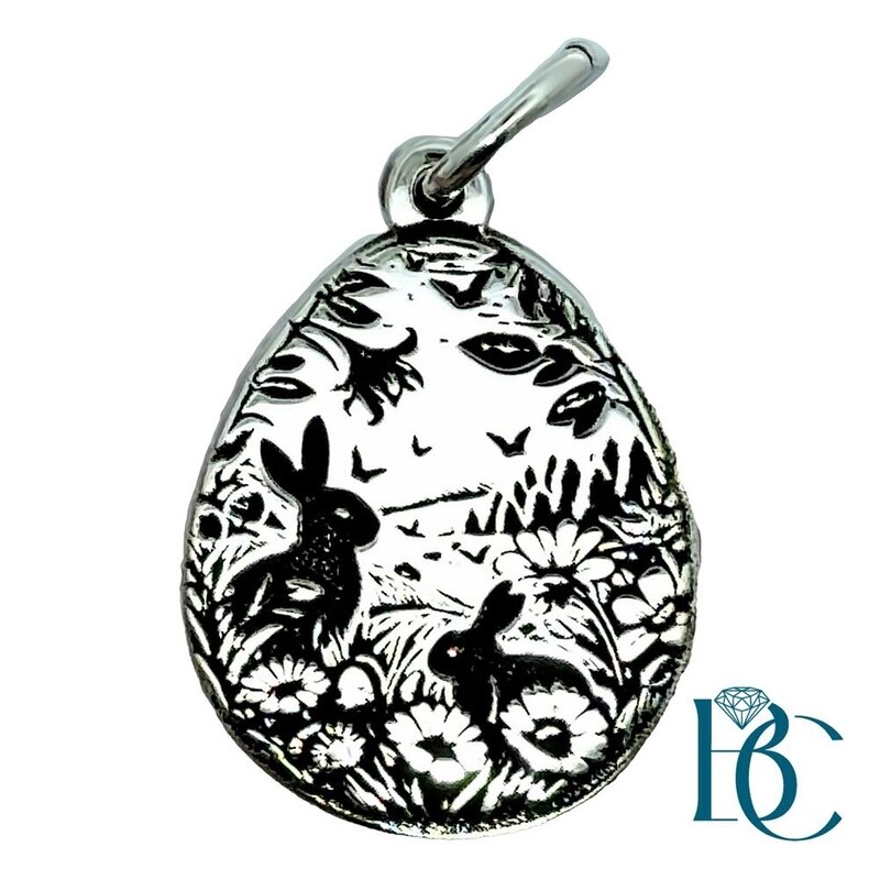 SS  Floral Rabbit Egg Shape Charm BCJ1094