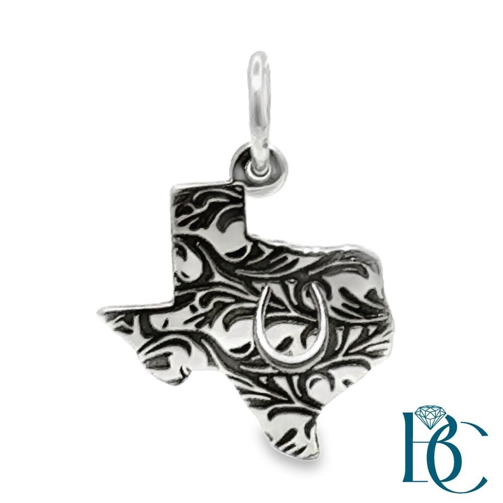 SS Texas Scroll Horseshoe Charm BCJ1098