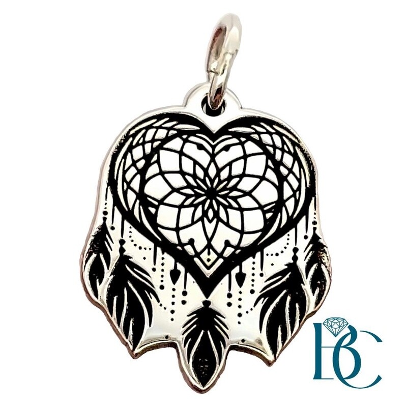 SS Heart Dream Catcher Charm BCJ1115 SS Heart Dream Catcher Charm BCJ1115