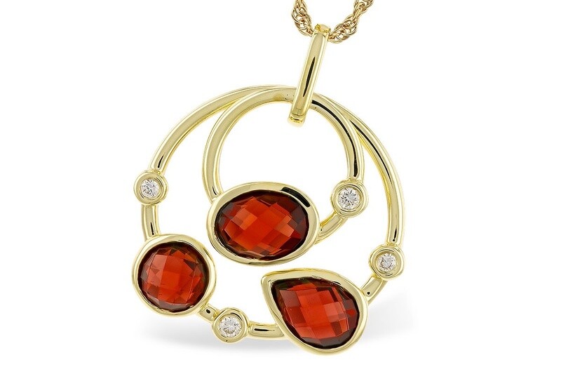 14k YG 2.88ctw Garnet & 0.06ctw Diamond Necklace