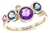 14k YG 0.76ctw Amethyst & 0.57ctw LB Topaz & 0.05ctw Diamond Ring