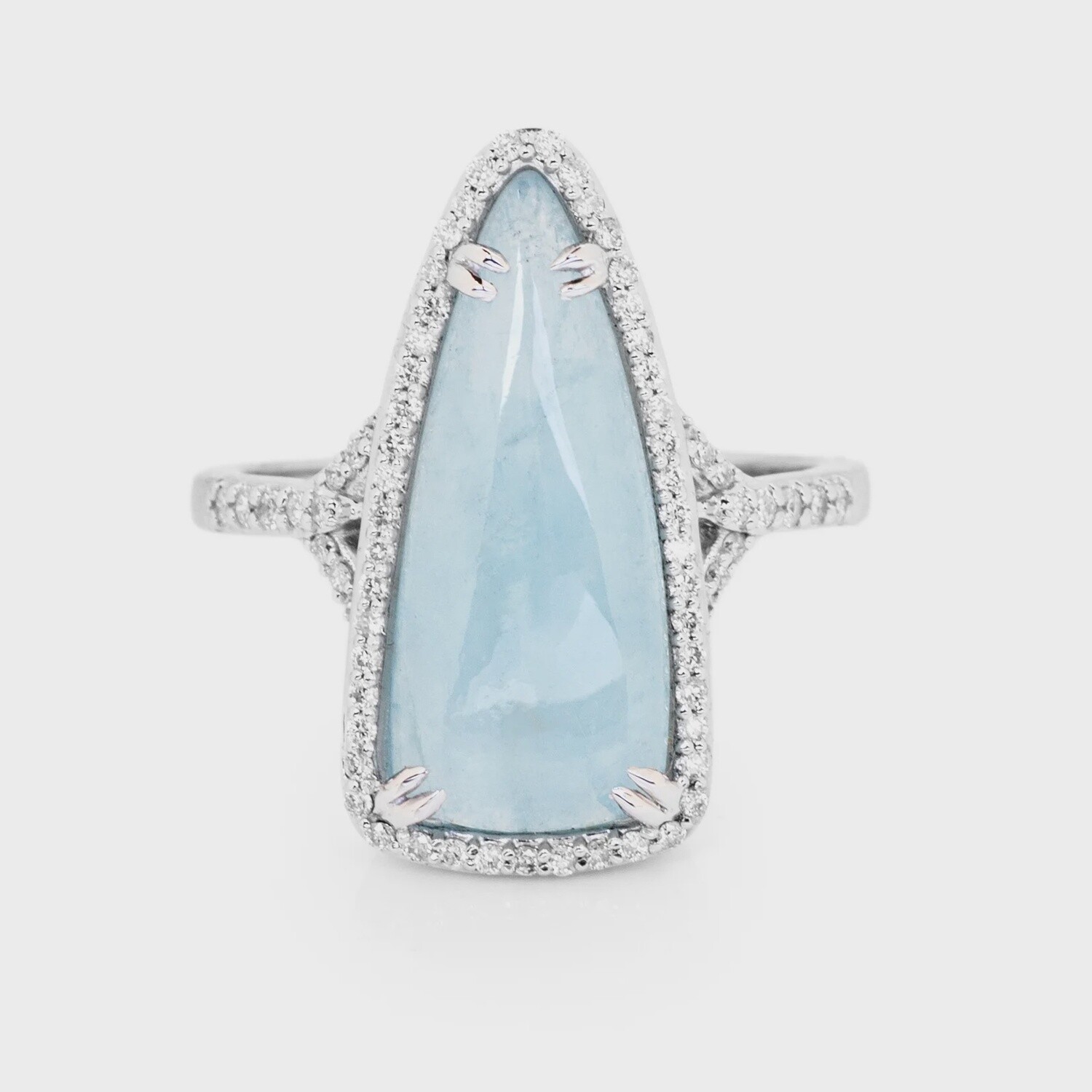 14k WG Aquamarine & Diamond Cocktail Ring