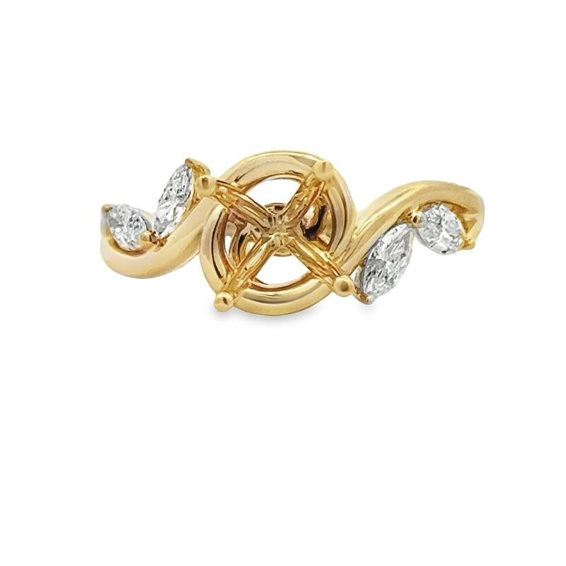 14k YG Semi-Mount Engagement Ring 0.36ctw Diamond