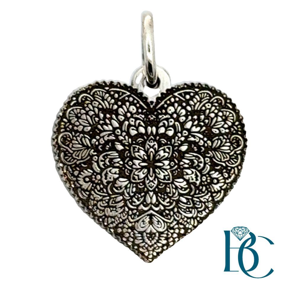SS Floral Mandala Heart Charm BCj1142