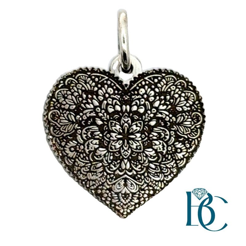 SS Floral Mandala Heart Charm BCj1142