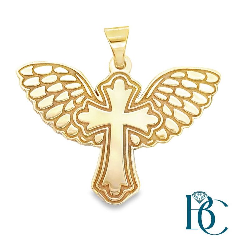 10k YG Cross with Wings Charm BCJ1148