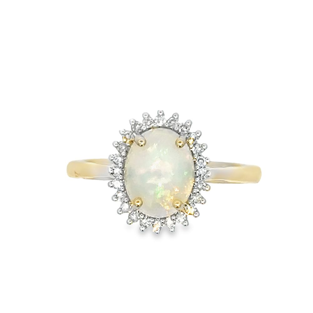 10k YG 0.80ct Opal & 0.15ctw Diamond Ring