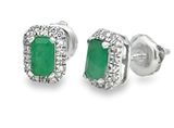 10K WG 0.90ctw Emerald & 0.15ctw Diamond Earrings